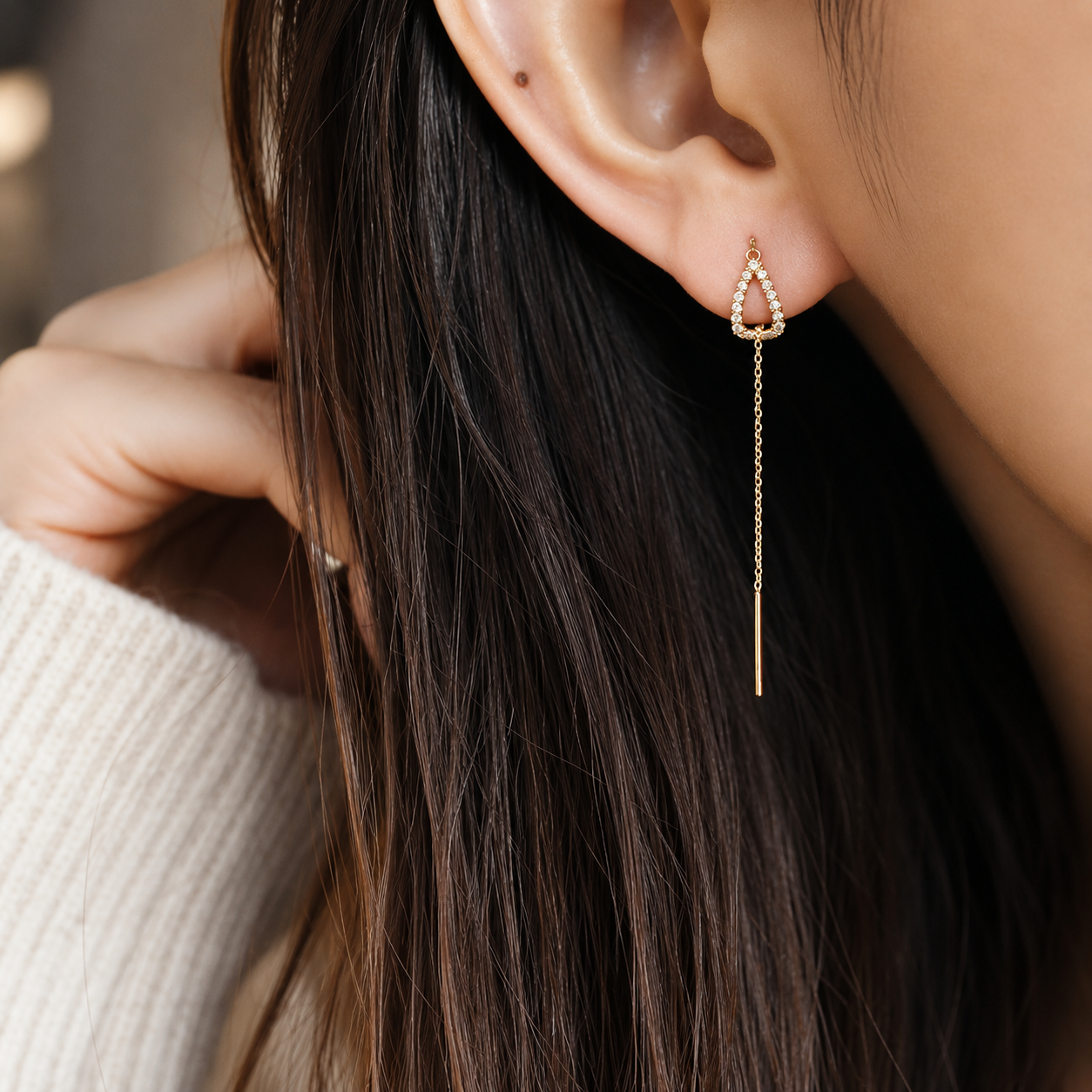The End Threader Earrings – Cubic Zirconia Chain Drop