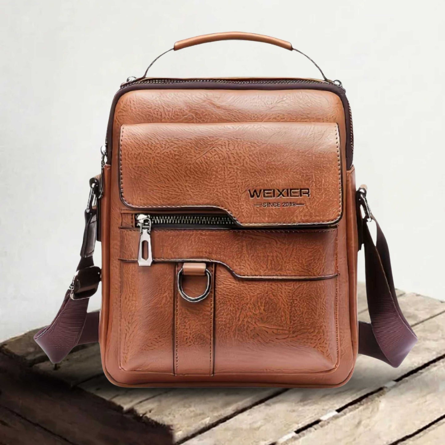 Genuine Leather Shoulder Bag – Sturdy Vintage Crossbody Bag