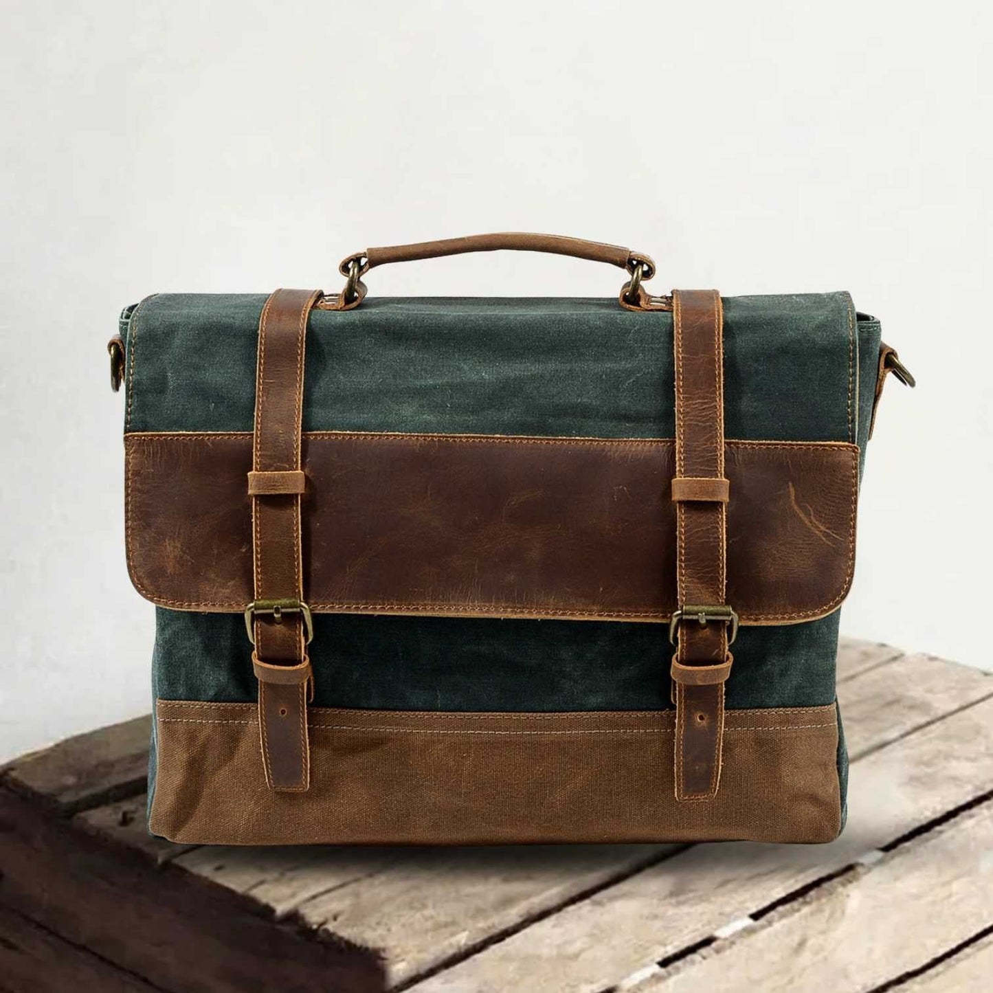 Waterproof Waxed Canvas & Genuine Leather Shoulder Bag – Men's Laptop Messenger Bag | Jack