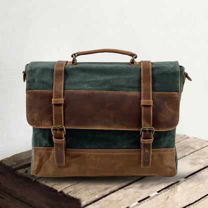 Waterproof Waxed Canvas & Genuine Leather Shoulder Bag – Men's Laptop Messenger Bag | Jack