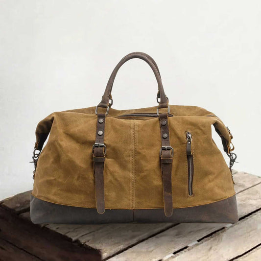 Waxed Canvas & Genuine Leather Travel Bag – 38L Duffle Weekender | Christopher