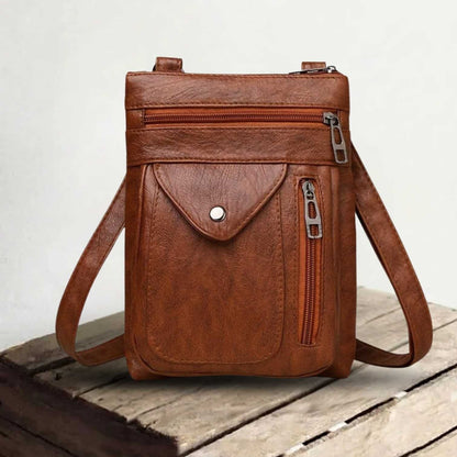 Genuine Leather Shoulder Bag for Women – Slim Vintage Handbag | Lina