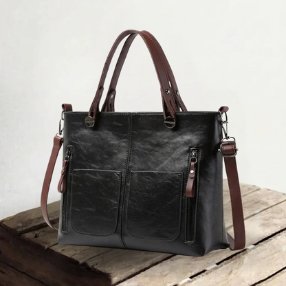 Genuine Leather Work Bag for Women – Spacious Tote with Compartments