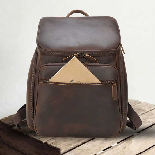 Genuine Leather Laptop Backpack for Men – Vintage Crazy Horse Rucksack | Nicholas