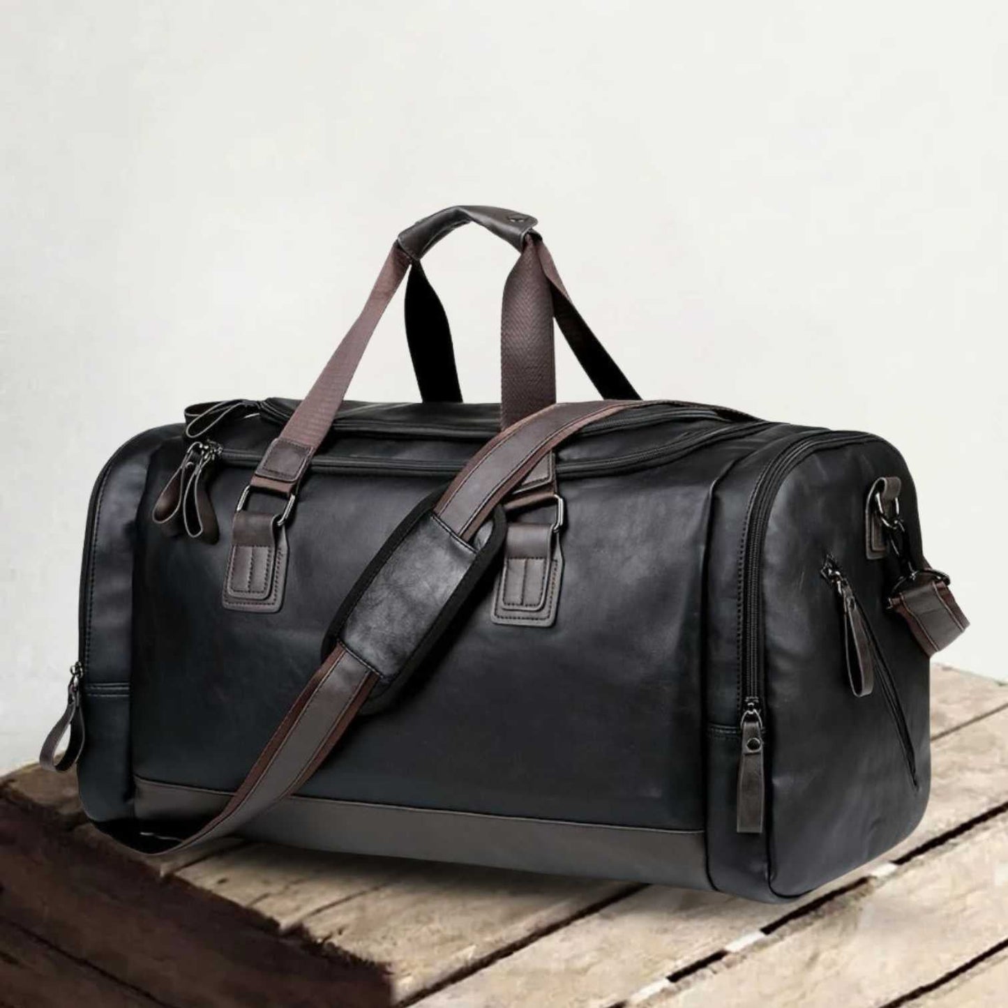 Genuine Leather Travel Duffle Bag – Weekender Holdall