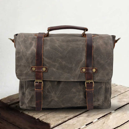 Waxed Canvas & Genuine Leather Messenger Bag – Men's Everyday Shoulder Bag | Ryan