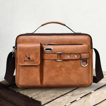 Genuine Leather Crossbody Bag for Men – Compact Messenger Shoulder Bag