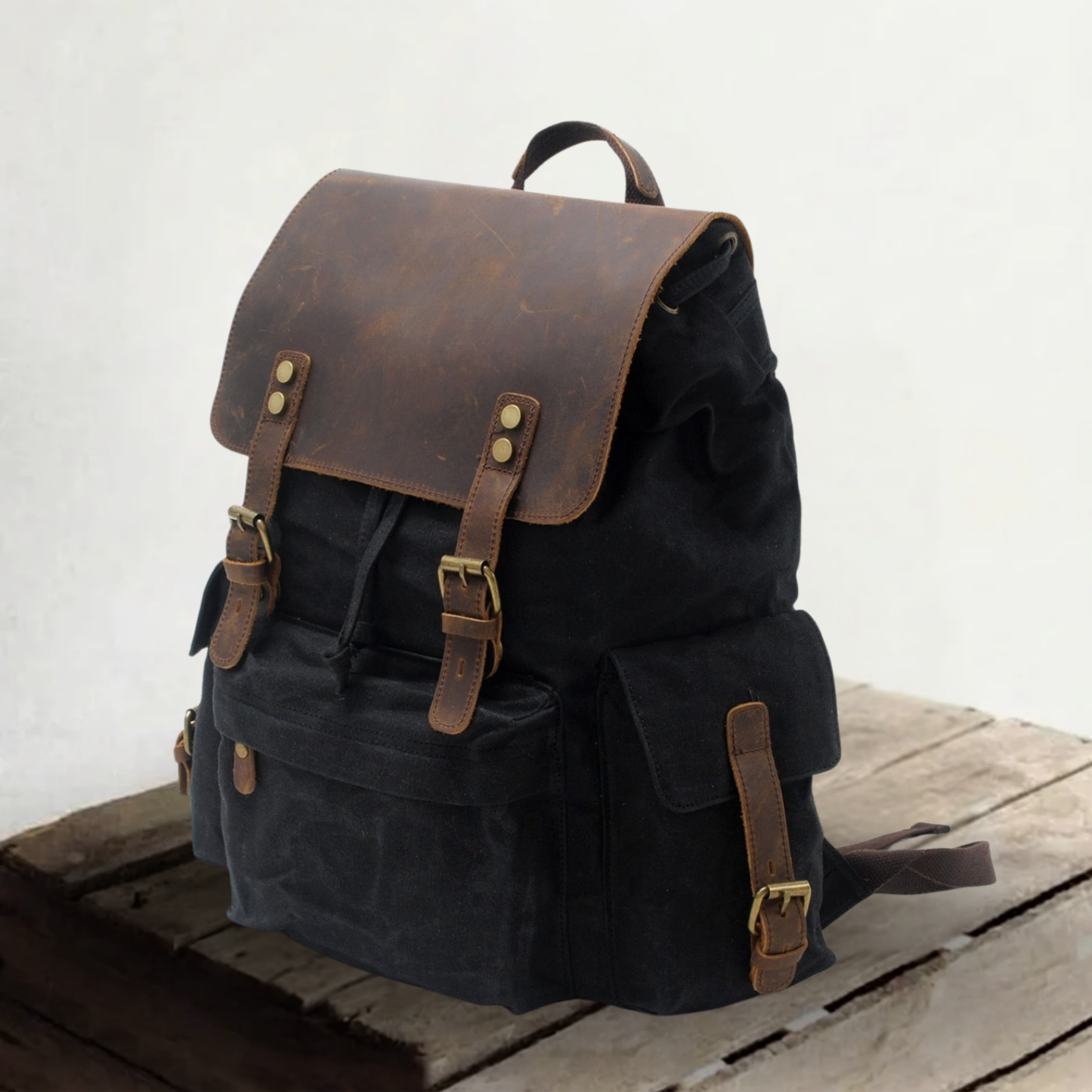 Waxed Canvas & Genuine Leather Backpack – 27L Vintage Rucksack | Jacob