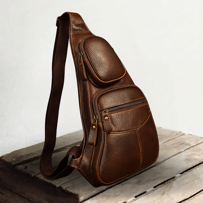 Genuine Leather Shoulder Bag for Men – Compact Vintage Crossbody Bag | Zachary