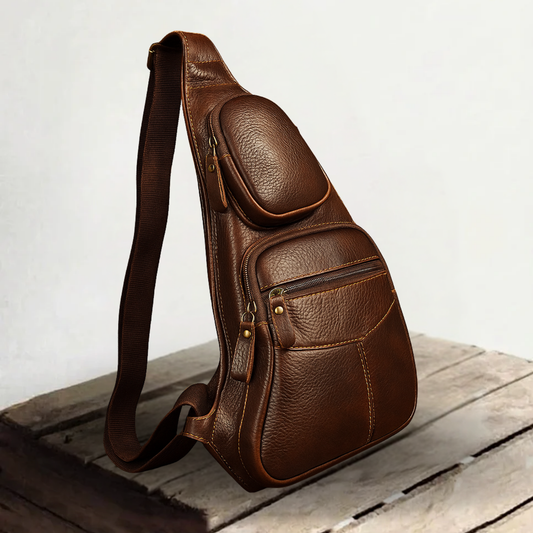 Genuine Leather Shoulder Bag for Men – Compact Vintage Crossbody Bag | Zachary