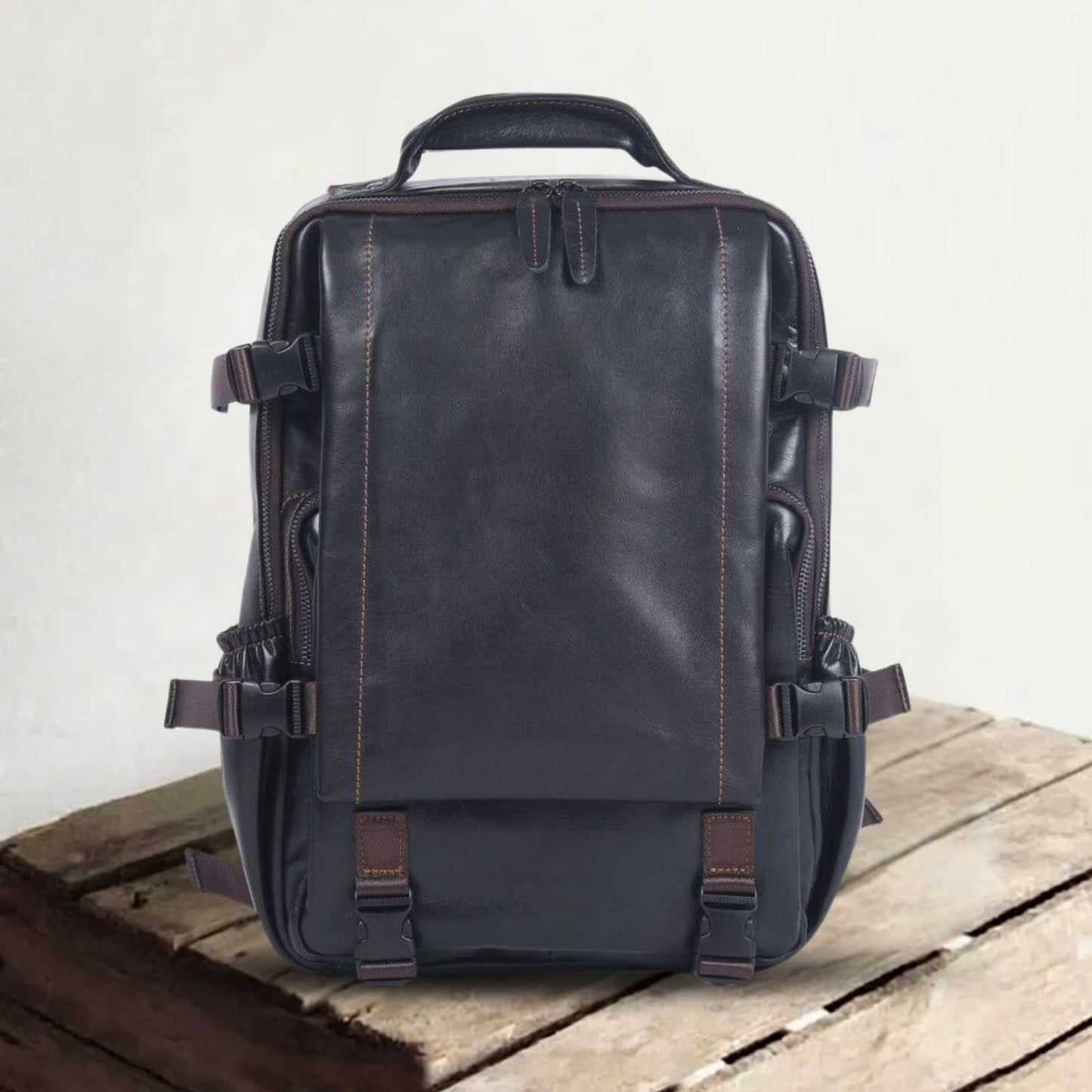 Genuine Leather Laptop Backpack – Slim Work & Travel Rucksack for Men | Matthew