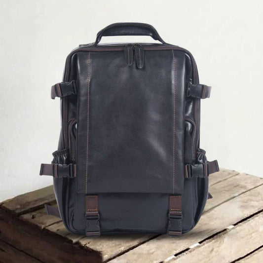 Genuine Leather Laptop Backpack – Slim Work & Travel Rucksack for Men | Matthew