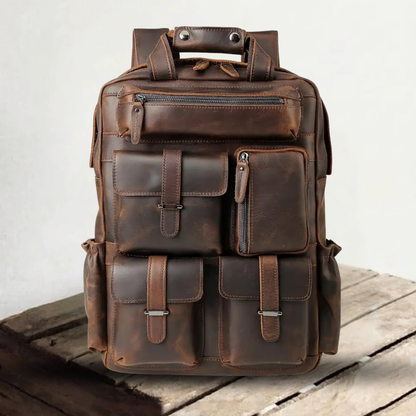 Genuine Leather Laptop Backpack – Vintage Rucksack for Work & Travel