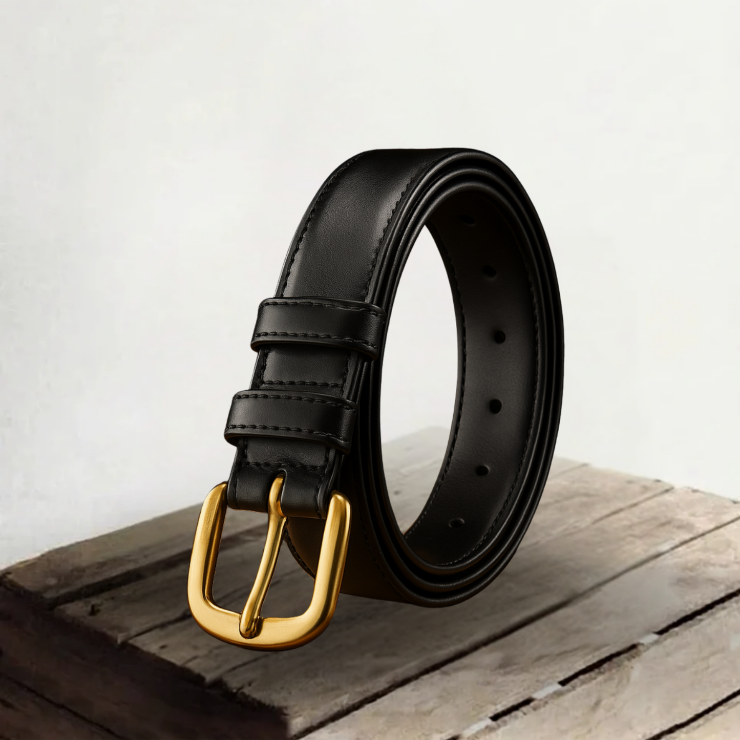Genuine Leather Belt for Men – Casual Double-Loop Jeans Belt