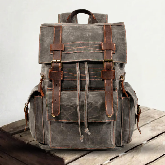 Waxed Canvas & Genuine Leather Rucksack – Large 20L Backpack | Brian