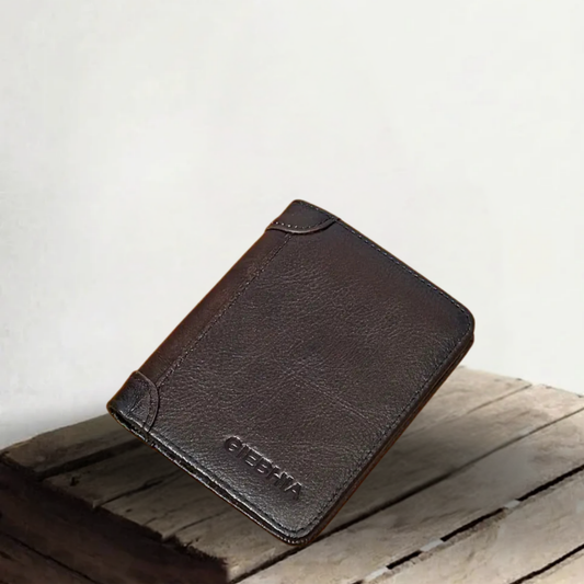 Genuine Leather RFID Wallet – Men's Slim Trifold Card Wallet | Eric
