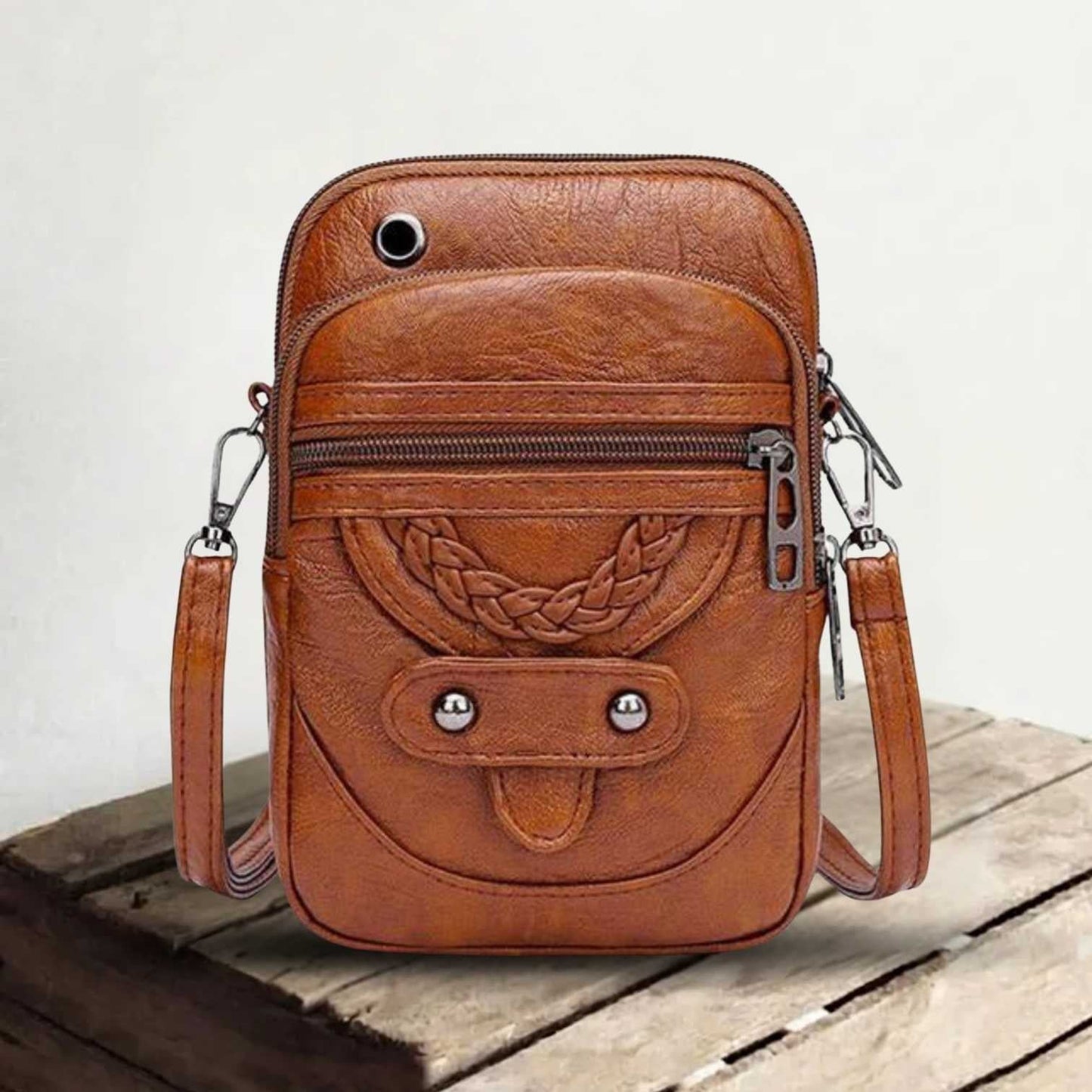 Genuine Leather Shoulder Bag for Women – Compact Vintage Crossbody Bag