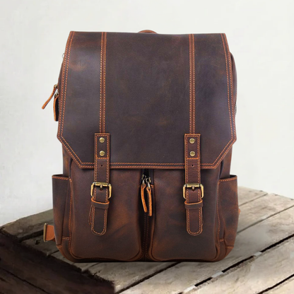 Genuine Leather Travel Backpack – Retro Vintage Rucksack | Robert
