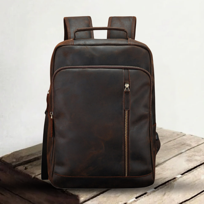 Genuine Crazy Horse Leather Backpack – Vintage Rucksack with USB Port | Austin