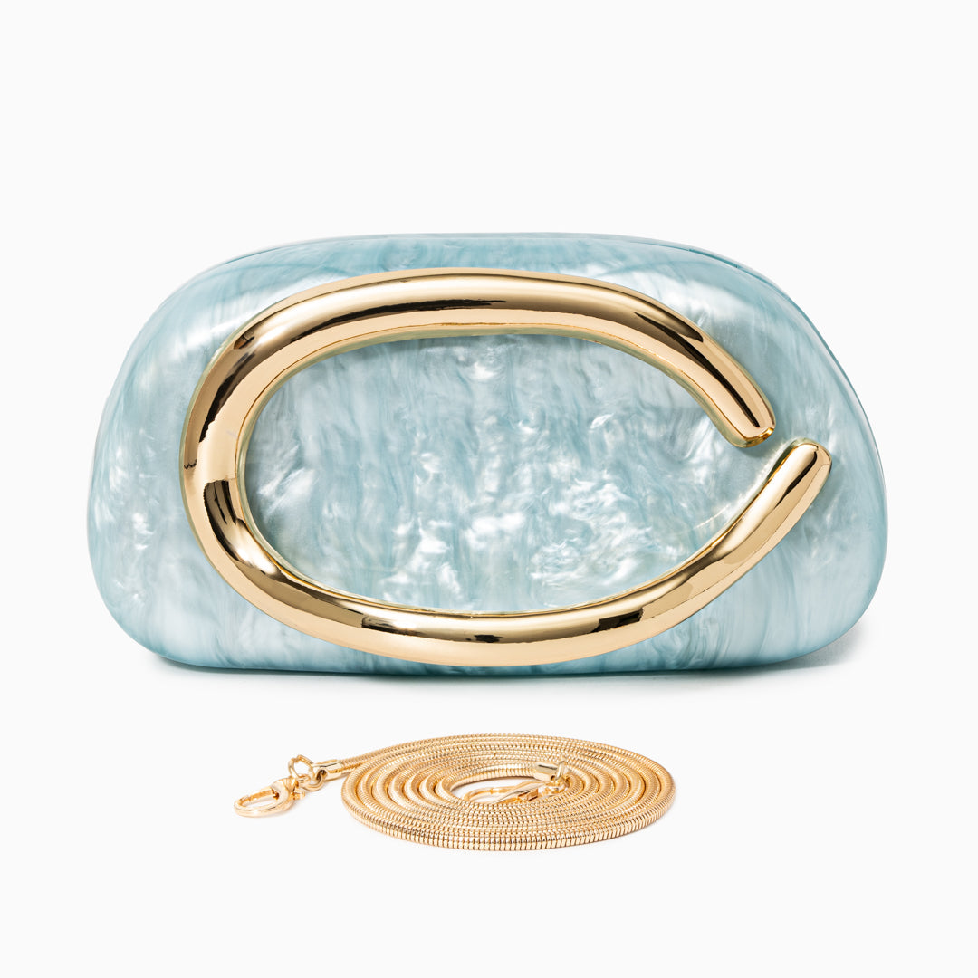 Pearlescent Clutch Bag for Women – Gold Chain Evening Bag