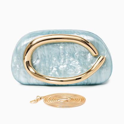Pearlescent Clutch Bag for Women – Gold Chain Evening Bag