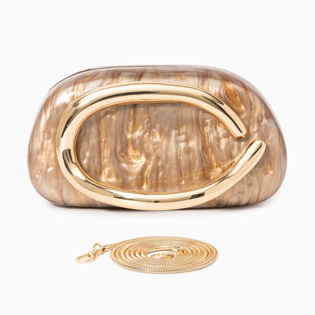 Pearlescent Clutch Bag for Women – Gold Chain Evening Bag