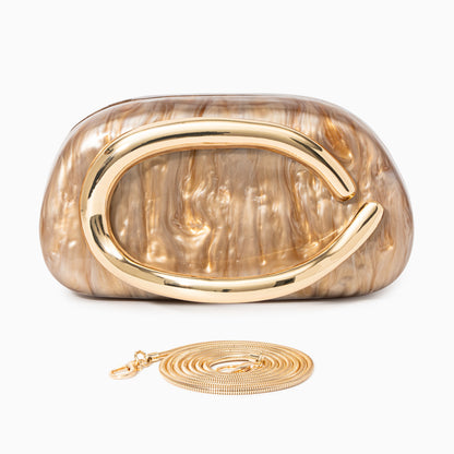 Pearlescent Clutch Bag for Women – Gold Chain Evening Bag