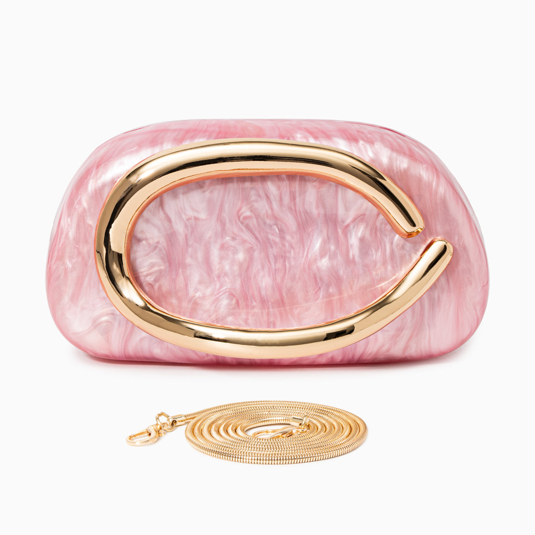 Pearlescent Clutch Bag for Women – Gold Chain Evening Bag
