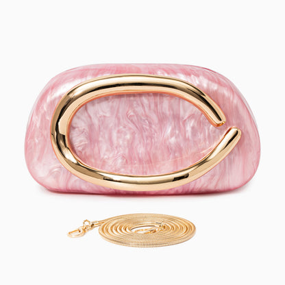 Pearlescent Clutch Bag for Women – Gold Chain Evening Bag