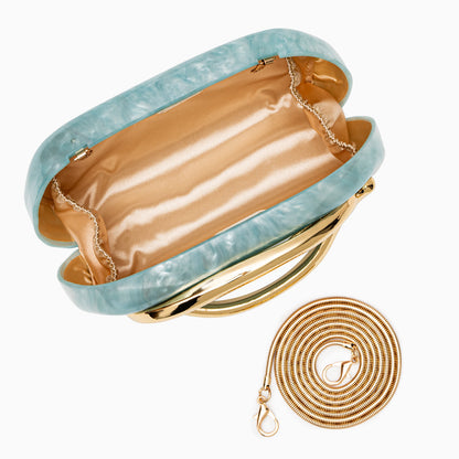 Pearlescent Clutch Bag for Women – Gold Chain Evening Bag