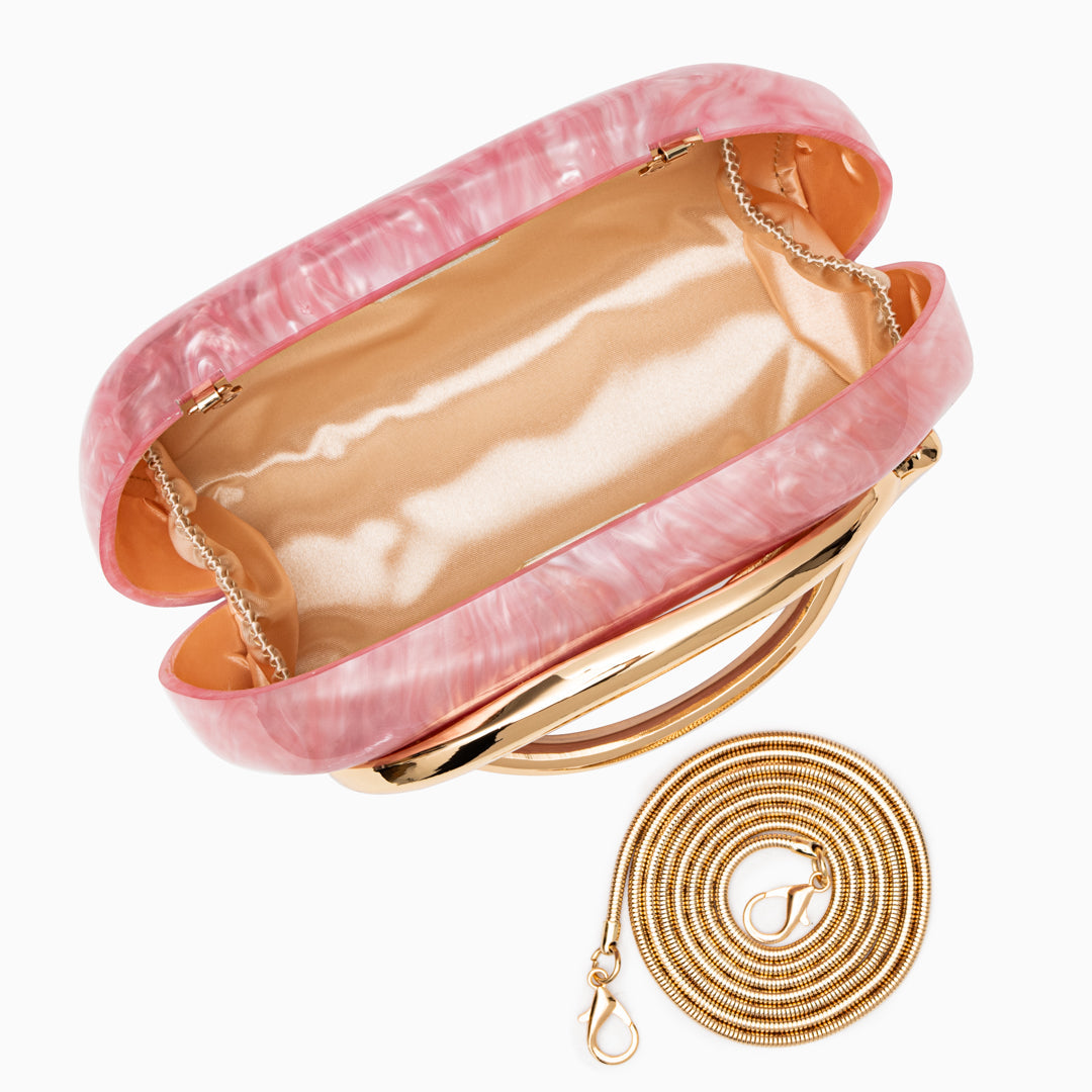Pearlescent Clutch Bag for Women – Gold Chain Evening Bag