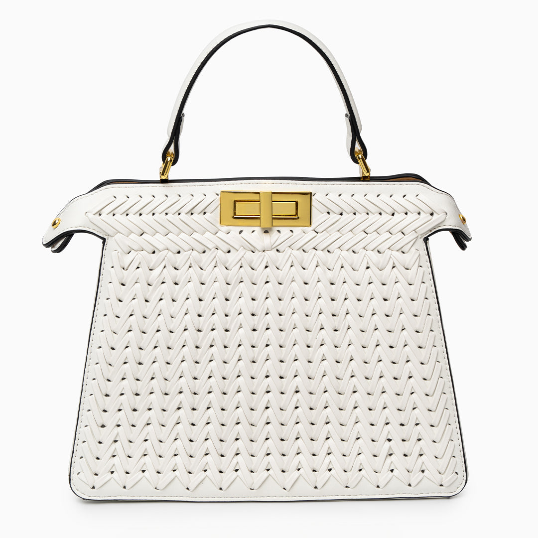 Woven Vegan Leather Bag for Women – Structured Crossbody Bag