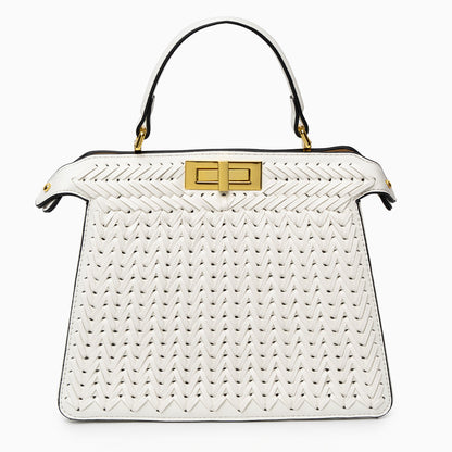 Woven Vegan Leather Bag for Women – Structured Crossbody Bag