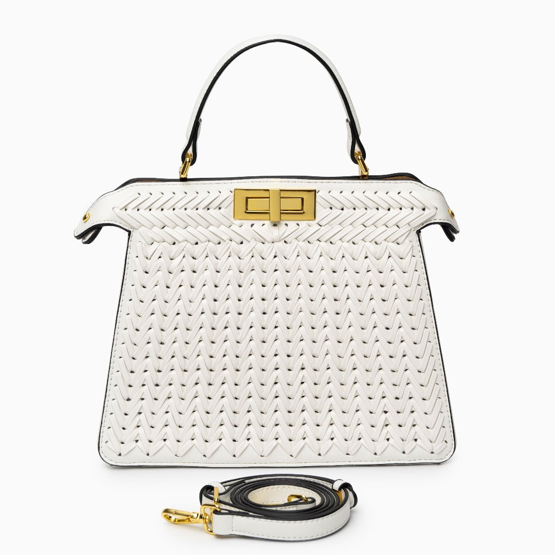 Woven Vegan Leather Bag for Women – Structured Crossbody Bag