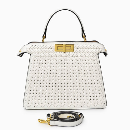 Woven Vegan Leather Bag for Women – Structured Crossbody Bag
