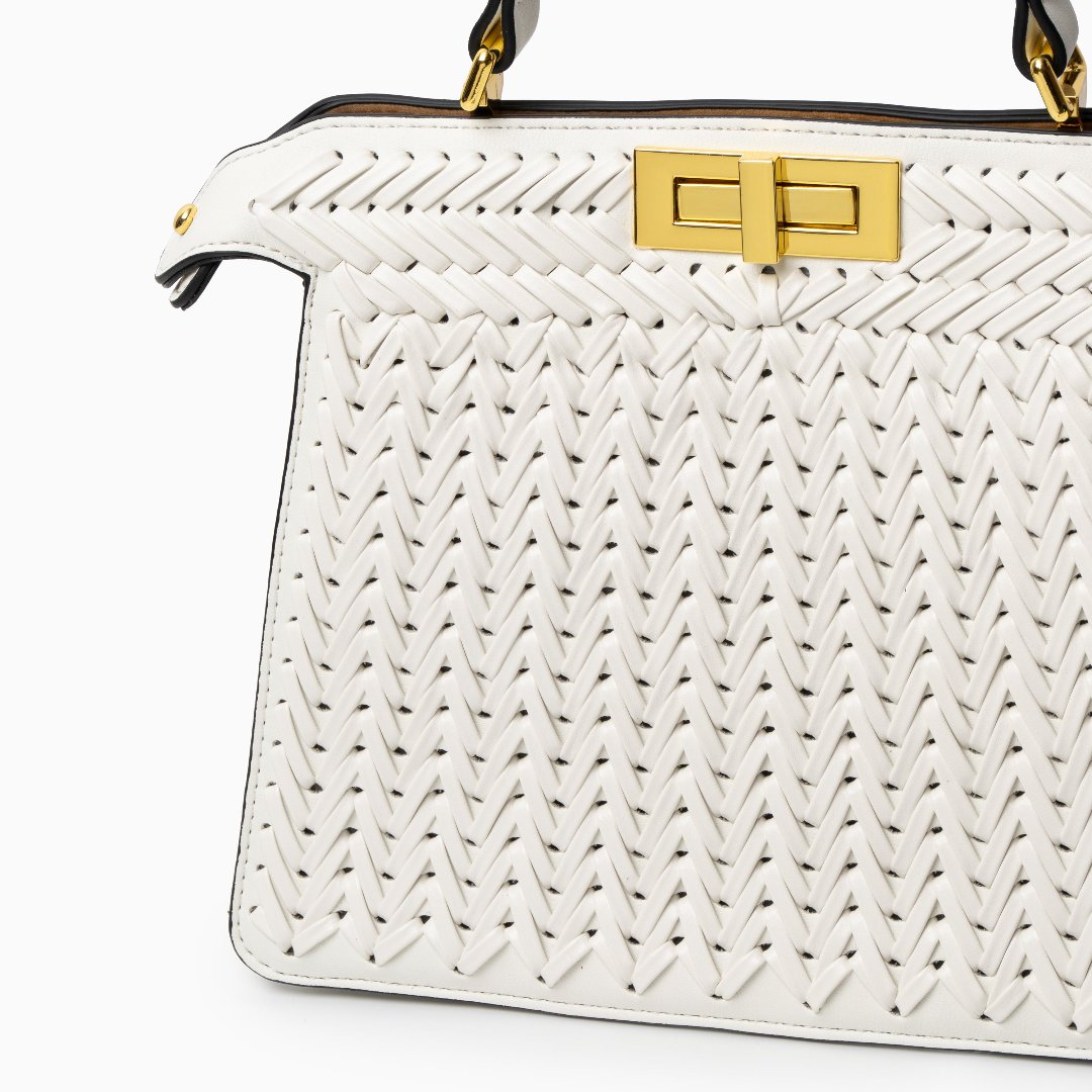 Woven Vegan Leather Bag for Women – Structured Crossbody Bag