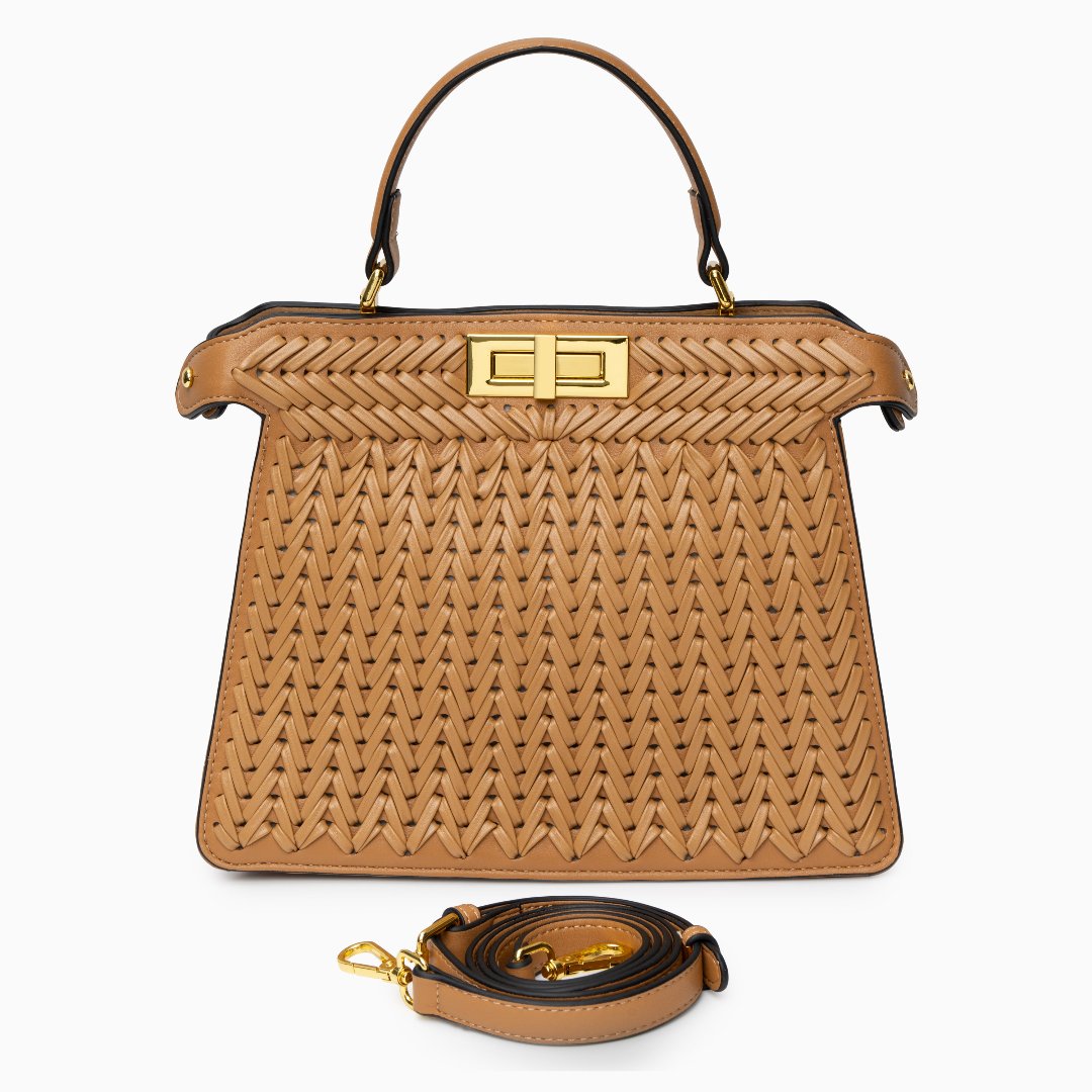 Woven Vegan Leather Bag for Women – Structured Crossbody Bag