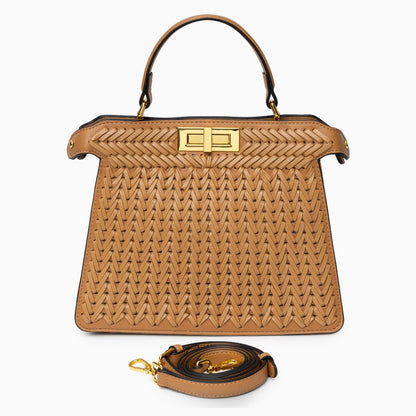 Woven Vegan Leather Bag for Women – Structured Crossbody Bag