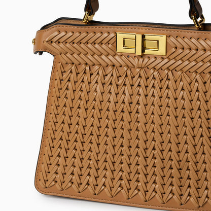 Woven Vegan Leather Bag for Women – Structured Crossbody Bag