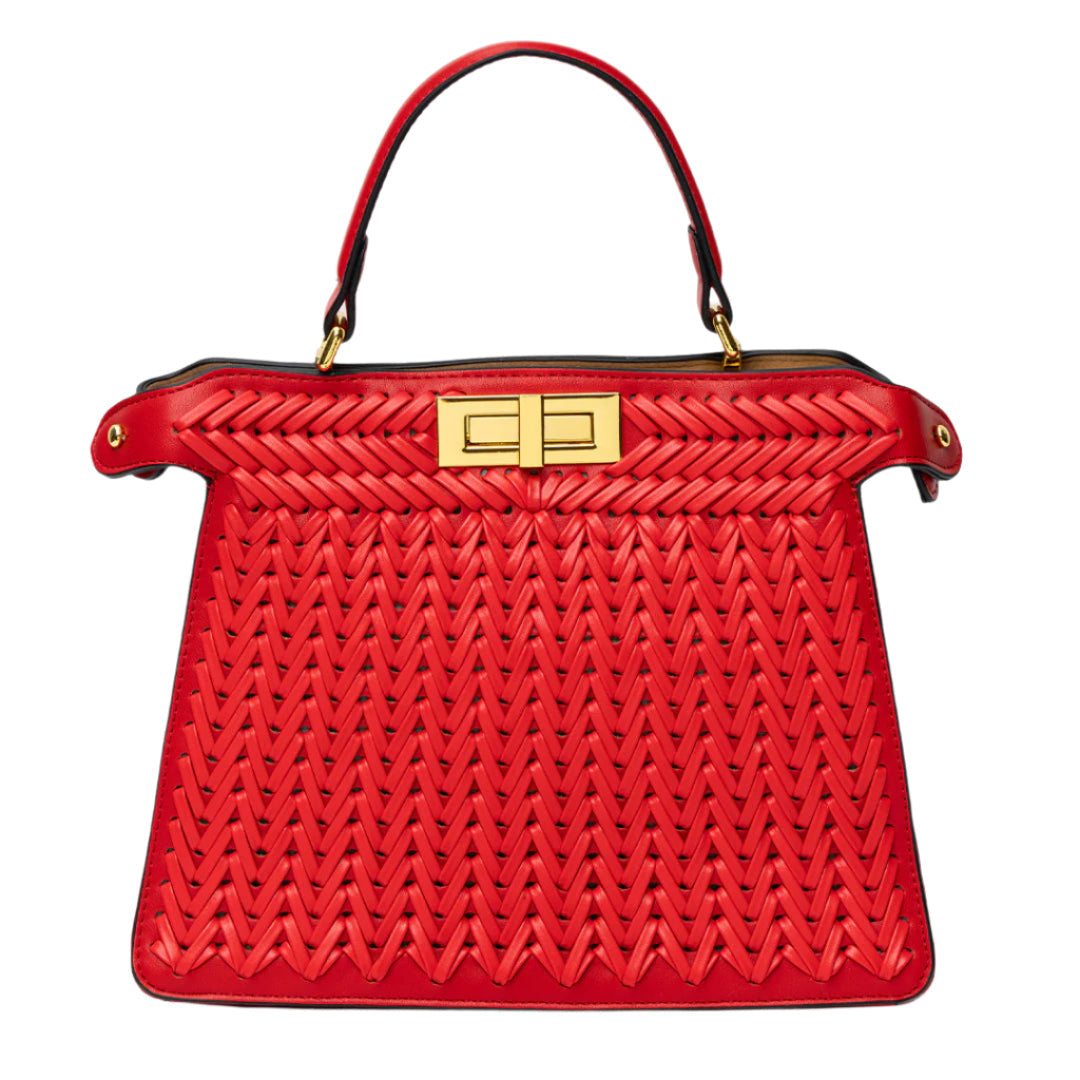Woven Vegan Leather Bag for Women – Structured Crossbody Bag