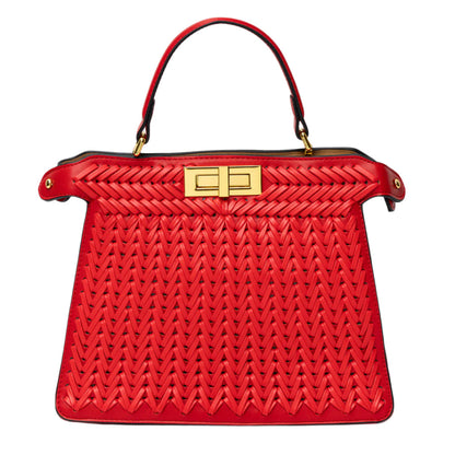 Woven Vegan Leather Bag for Women – Structured Crossbody Bag