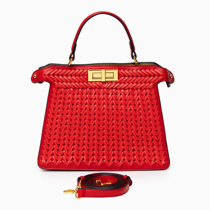 Woven Vegan Leather Bag for Women – Structured Crossbody Bag