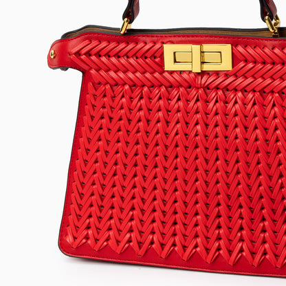 Woven Vegan Leather Bag for Women – Structured Crossbody Bag