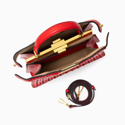 Woven Vegan Leather Bag for Women – Structured Crossbody Bag