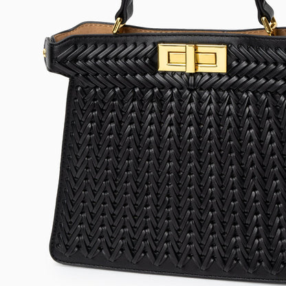 Woven Vegan Leather Bag for Women – Structured Crossbody Bag