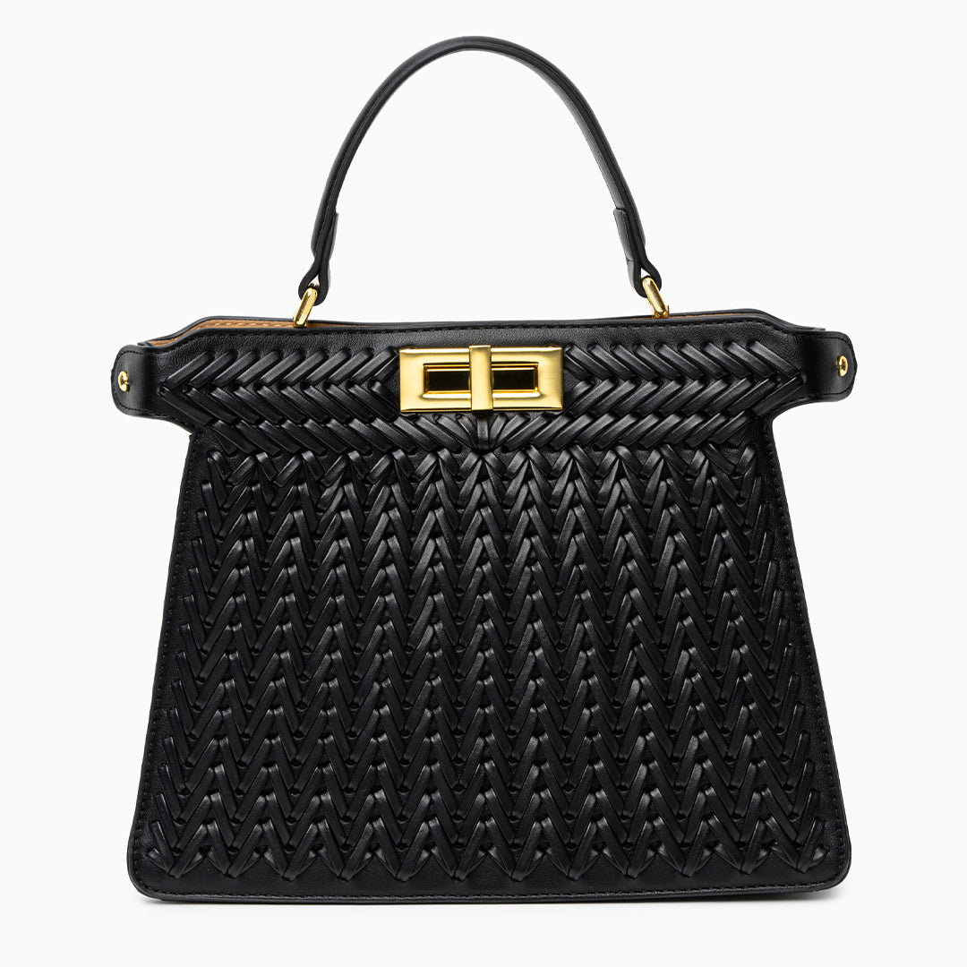 Woven Vegan Leather Bag for Women – Structured Crossbody Bag