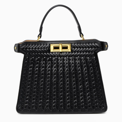 Woven Vegan Leather Bag for Women – Structured Crossbody Bag