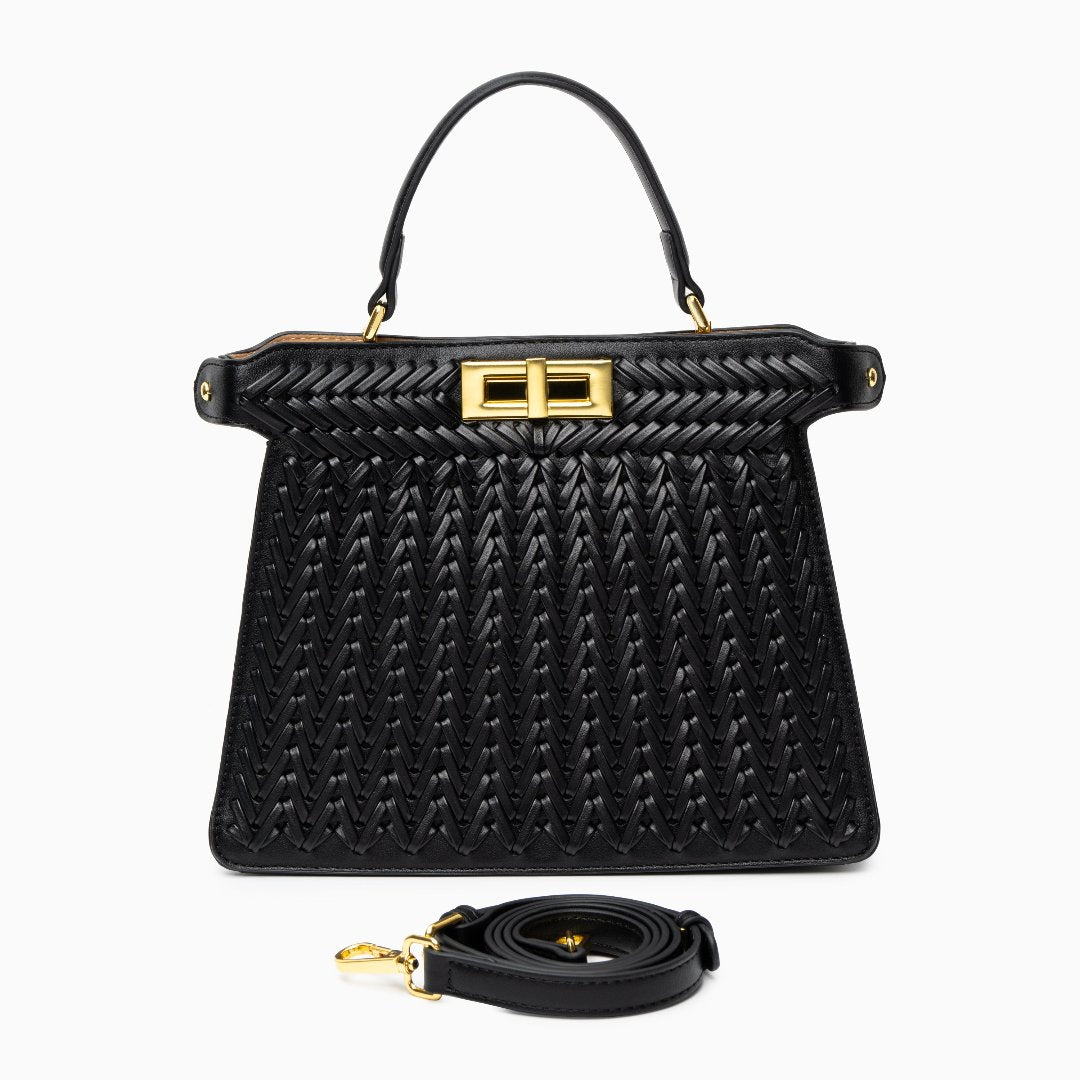 Woven Vegan Leather Bag for Women – Structured Crossbody Bag