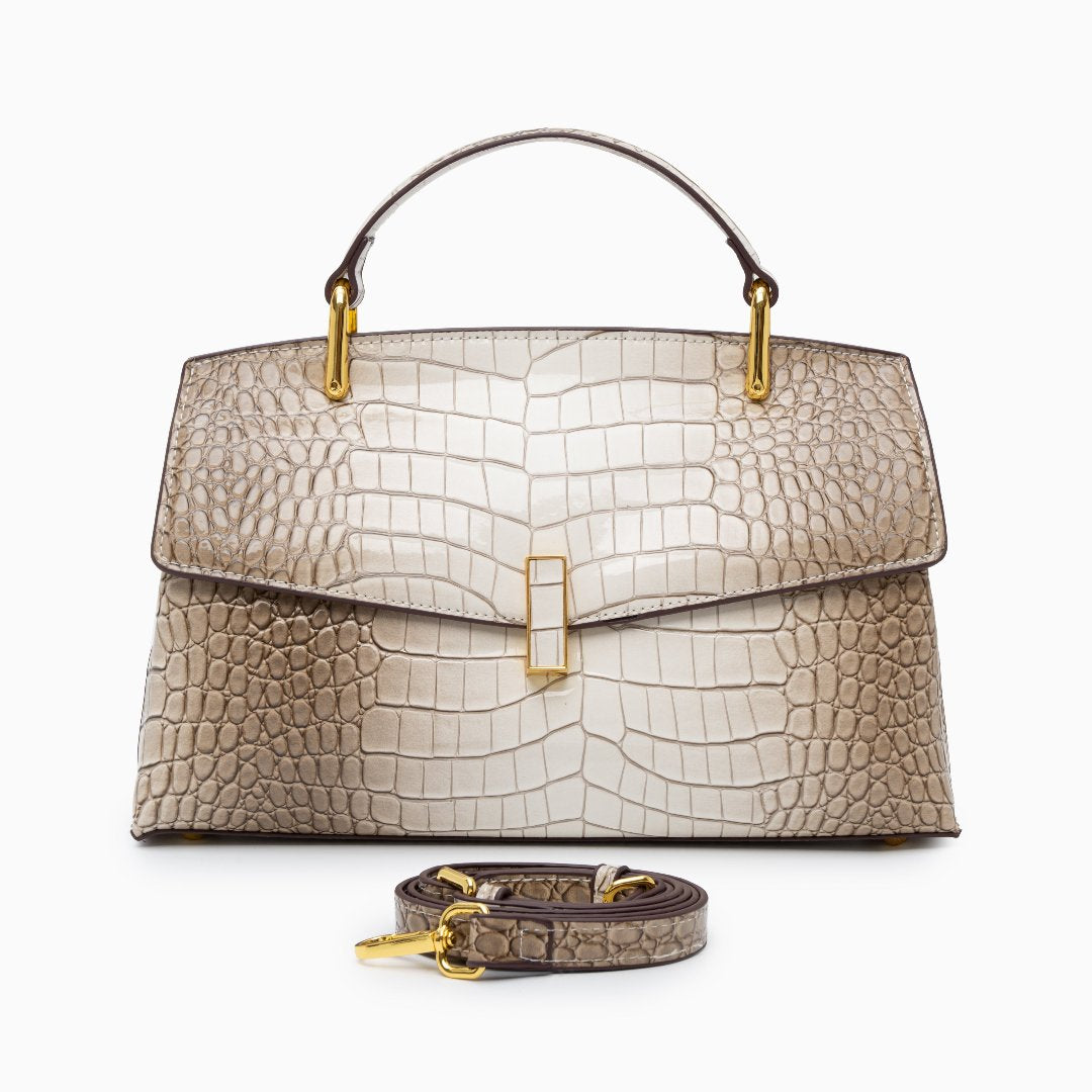 Croc-Effect Vegan Leather Tote Bag for Women – Medium Handbag | Elisa