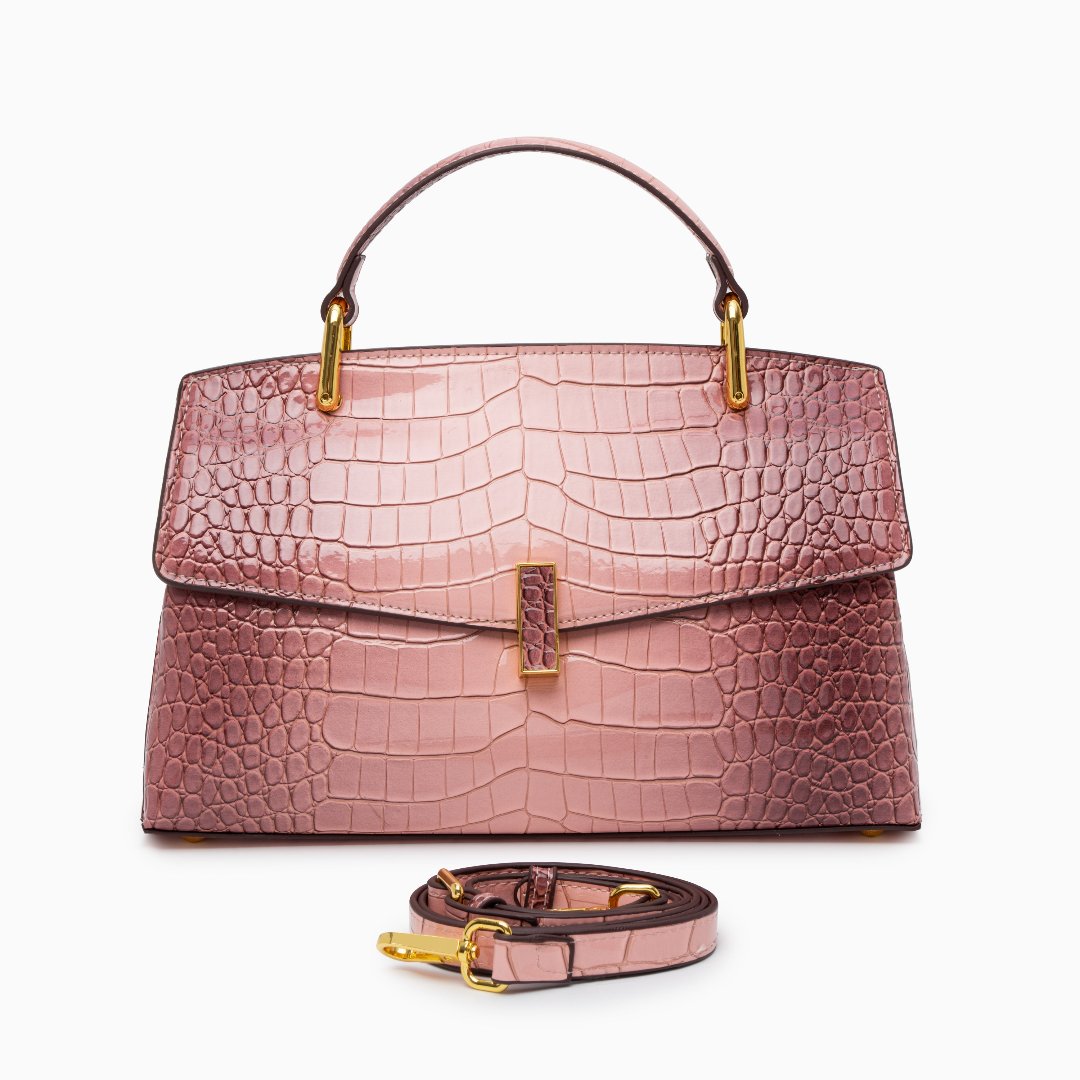 Croc-Effect Vegan Leather Handbag for Women – Medium Tote